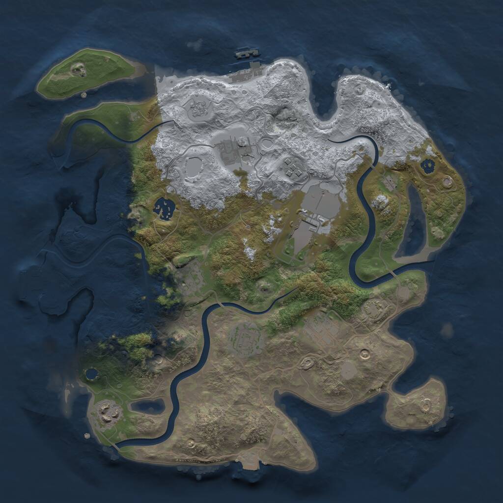Rust Map: Procedural Map, Size: 3500, Seed: 5951620, 14 Monuments