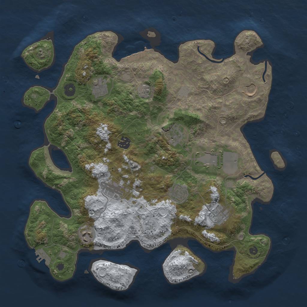 Rust Map: Procedural Map, Size: 3700, Seed: 1021178157, 18 Monuments
