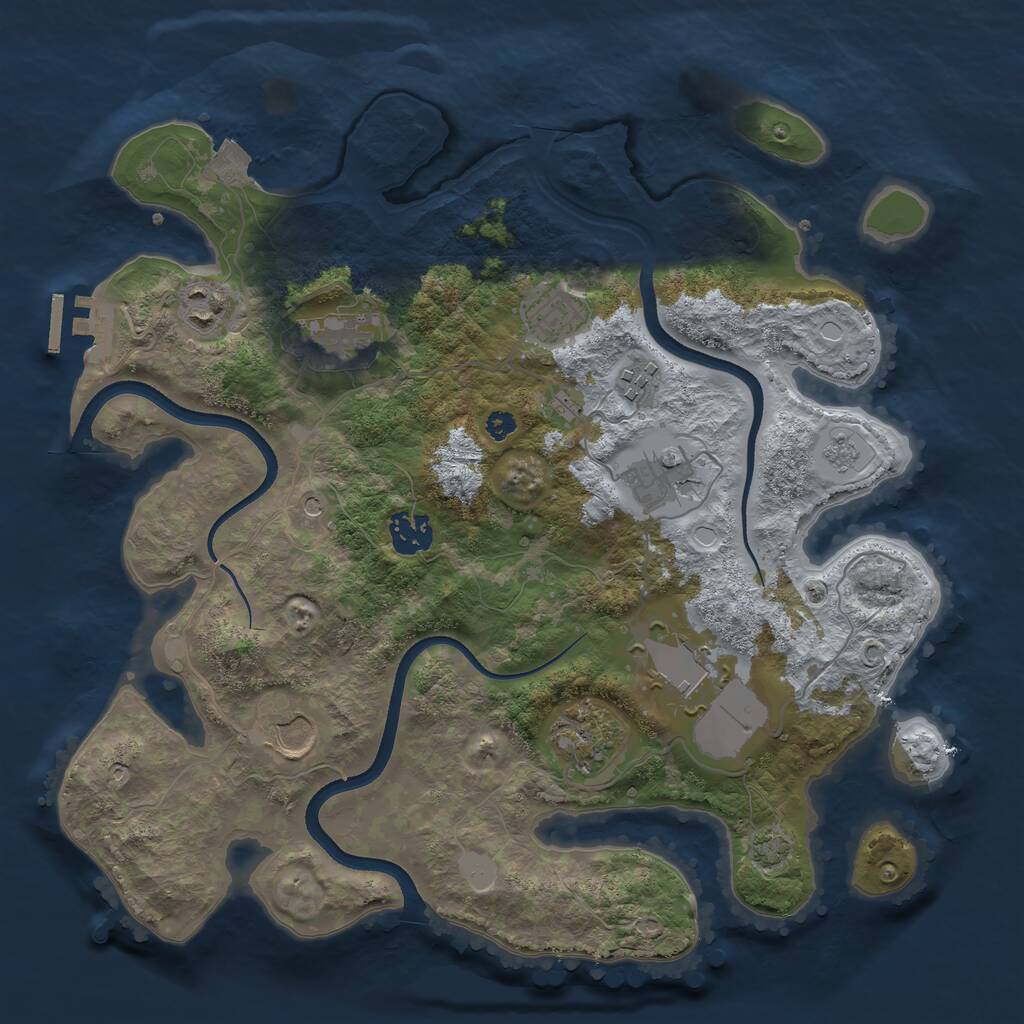 Rust Map: Procedural Map, Size: 3500, Seed: 4948999, 14 Monuments