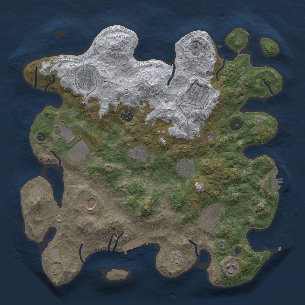 Rust Map: Procedural Map, Size: 3700, Seed: 712944123, 19 Monuments