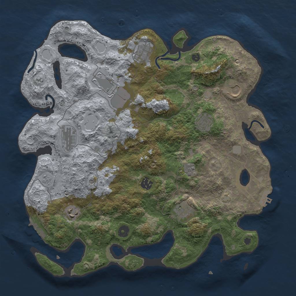 Rust Map: Procedural Map, Size: 3800, Seed: 613389135, 17 Monuments
