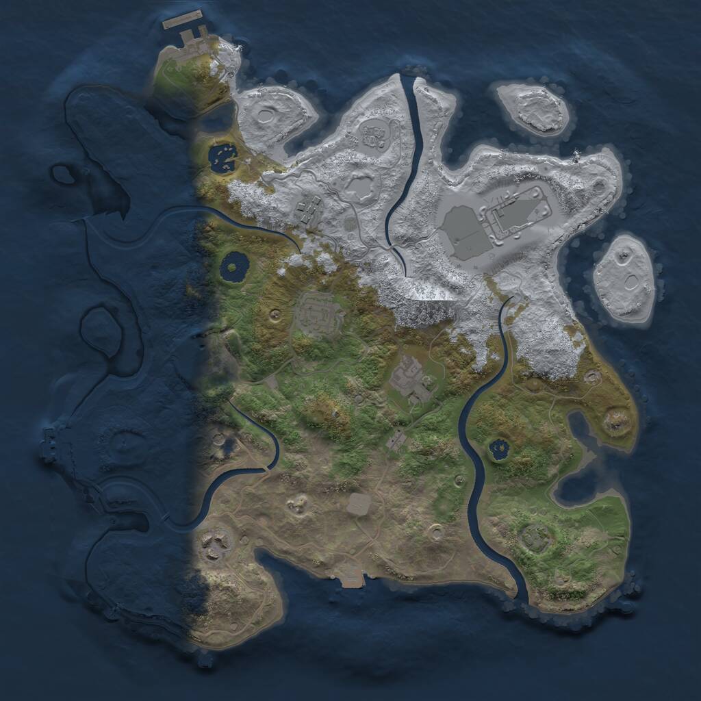 Rust Map: Procedural Map, Size: 3500, Seed: 1726498, 13 Monuments