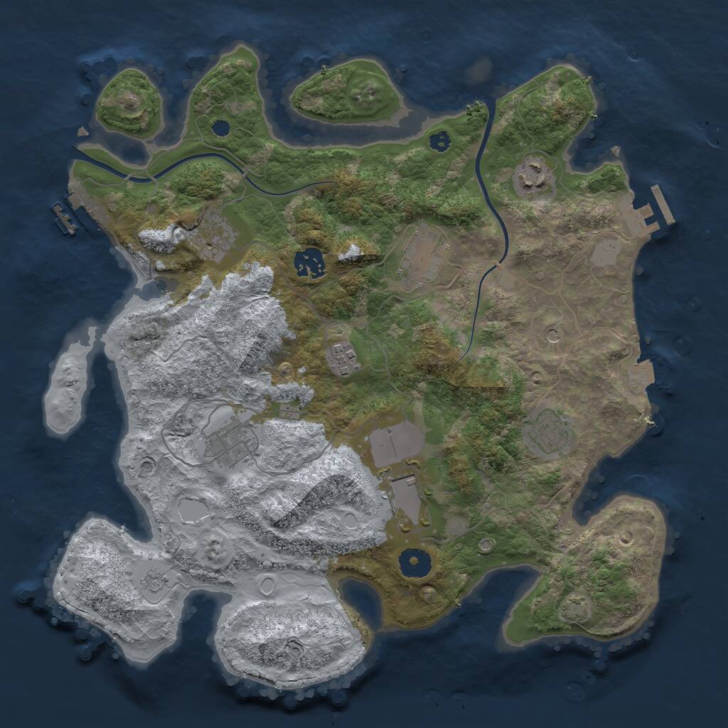 Rust Map: Procedural Map, Size: 3500, Seed: 3622213, 14 Monuments