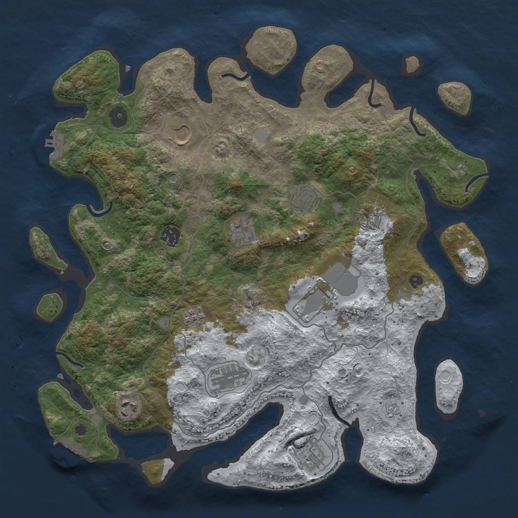 Rust Map: Procedural Map, Size: 4000, Seed: 18825, 19 Monuments