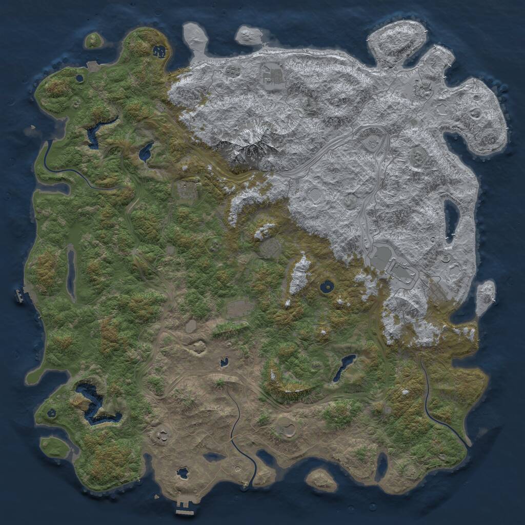 Rust Map: Procedural Map, Size: 6000, Seed: 66310378, 17 Monuments