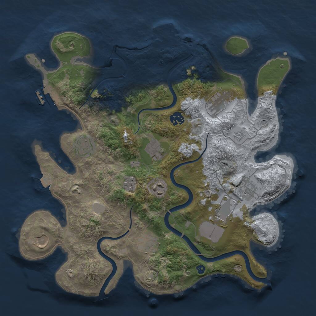 Rust Map: Procedural Map, Size: 3500, Seed: 3188217, 16 Monuments