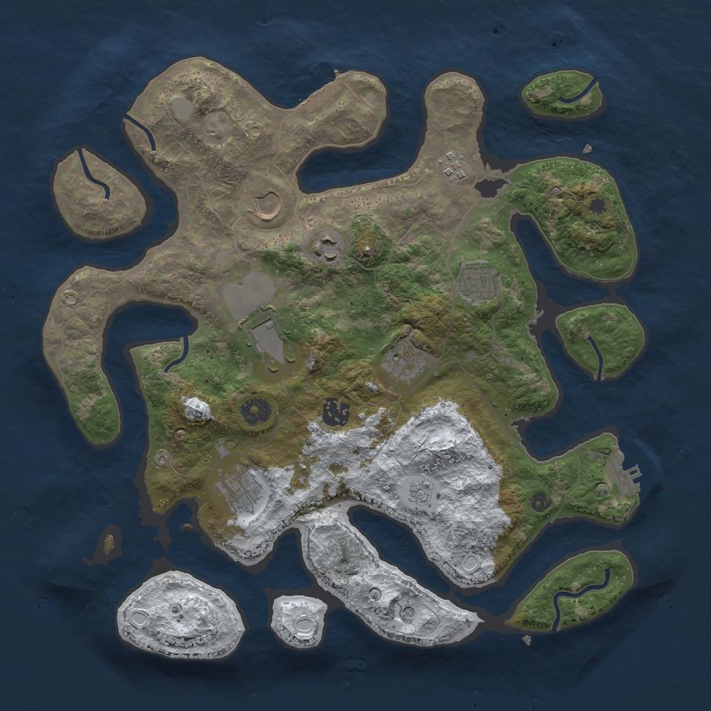 Rust Map: Procedural Map, Size: 3700, Seed: 661947435, 17 Monuments