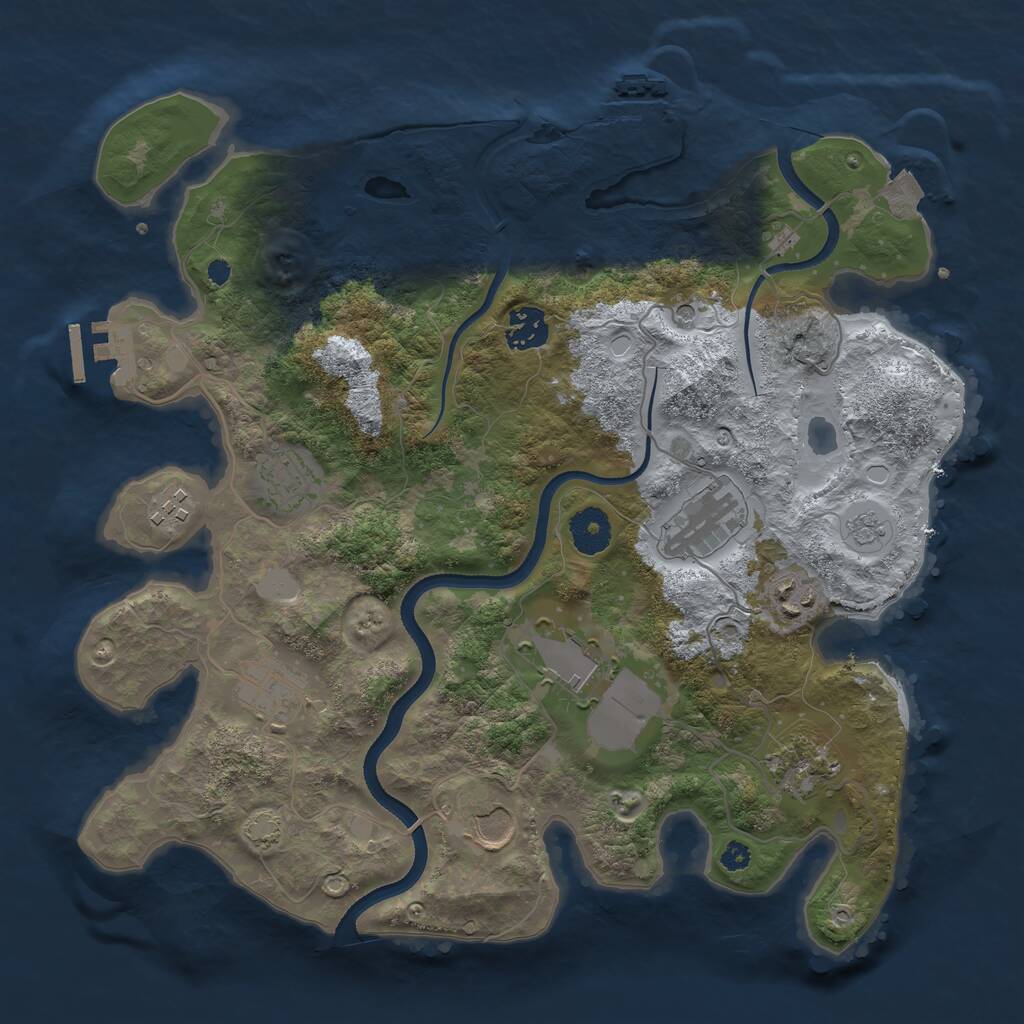Rust Map: Procedural Map, Size: 3500, Seed: 2077366, 15 Monuments