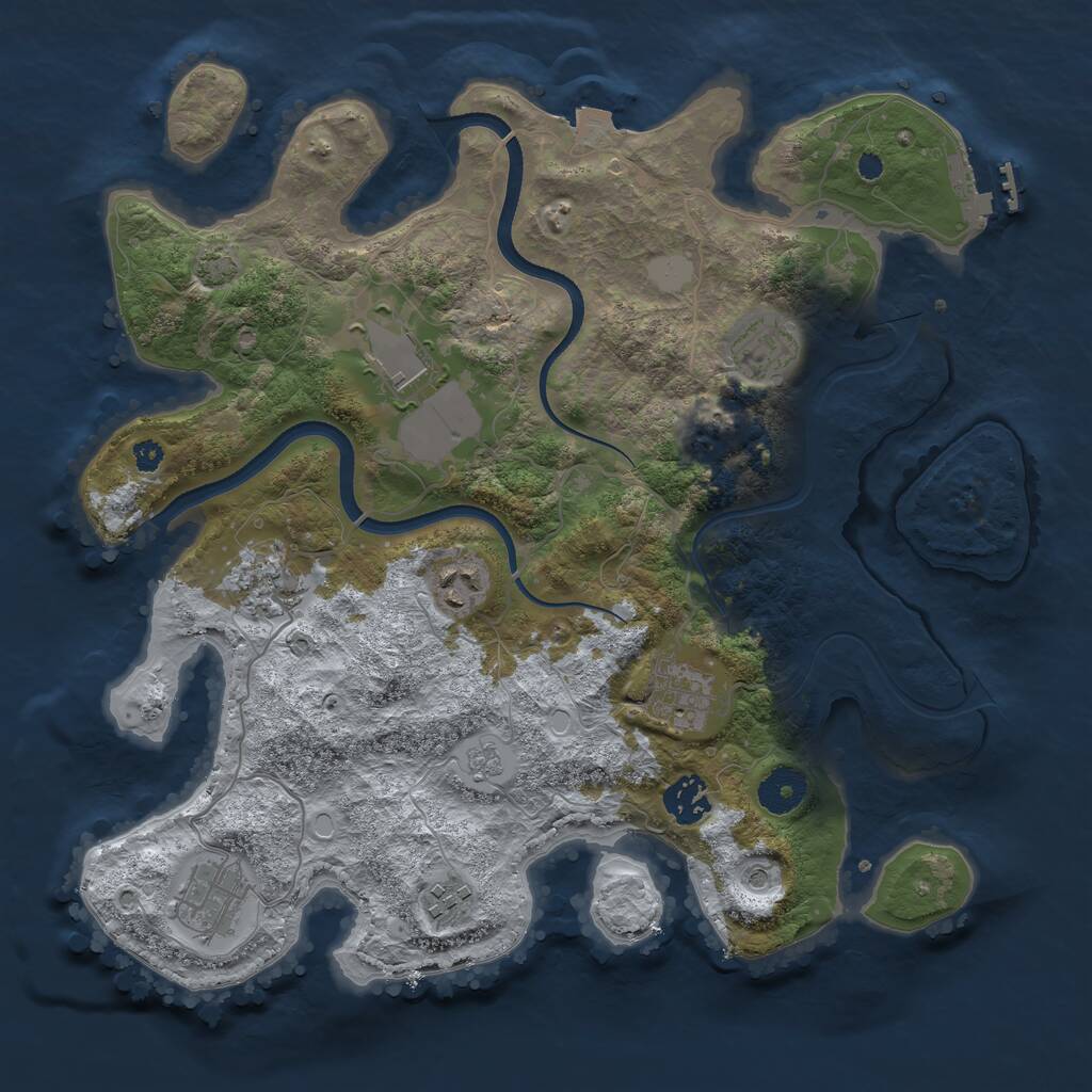 Rust Map: Procedural Map, Size: 3500, Seed: 5657024, 13 Monuments