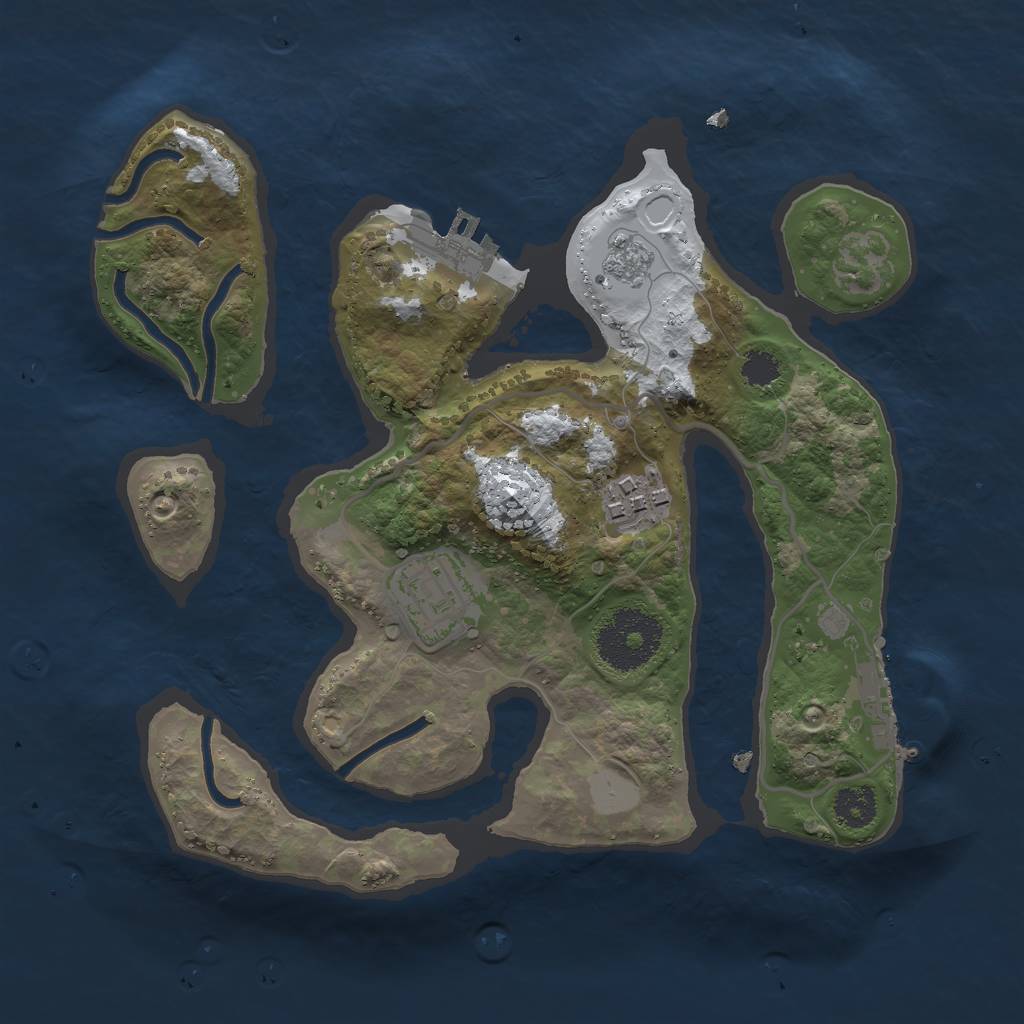 Rust Map: Procedural Map, Size: 2500, Seed: 421, 10 Monuments