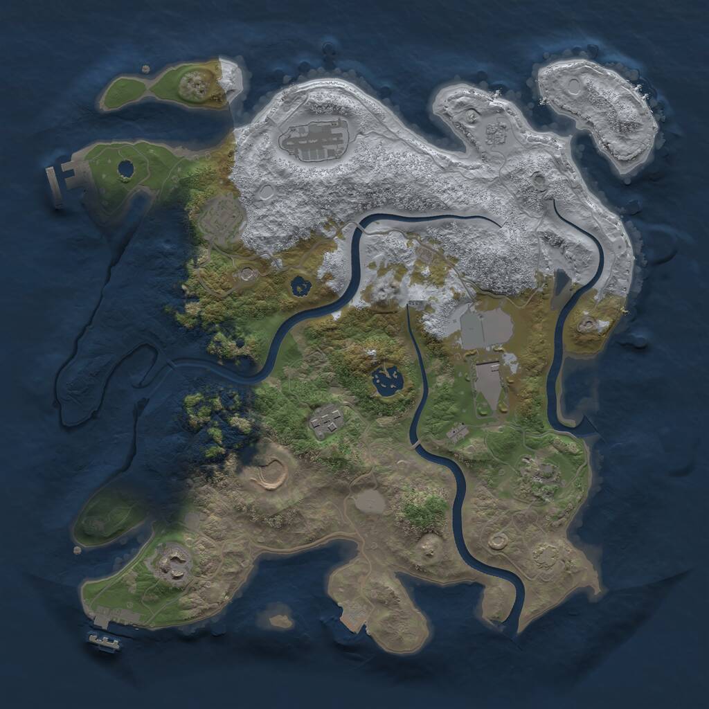 Rust Map: Procedural Map, Size: 3500, Seed: 5743891, 14 Monuments
