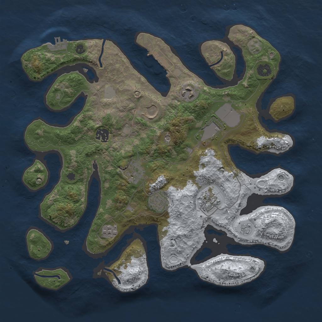 Rust Map: Procedural Map, Size: 3500, Seed: 5010721, 17 Monuments