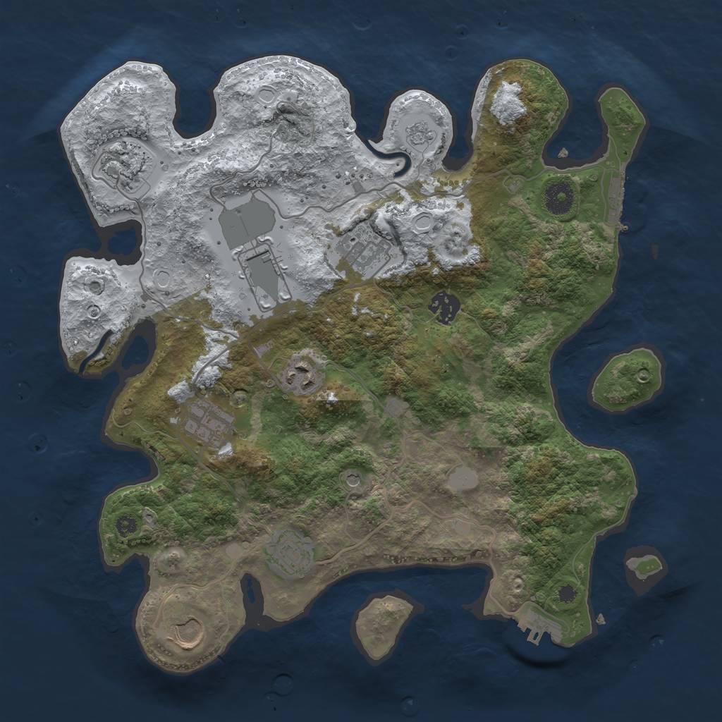 Rust Map: Procedural Map, Size: 3500, Seed: 2710776, 17 Monuments