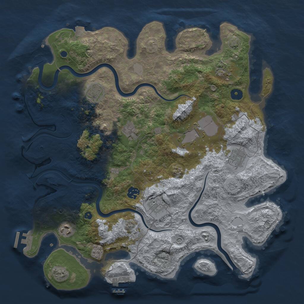 Rust Map: Procedural Map, Size: 3850, Seed: 1926622196, 15 Monuments