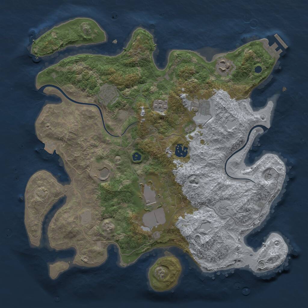 Rust Map: Procedural Map, Size: 3500, Seed: 3507485, 12 Monuments