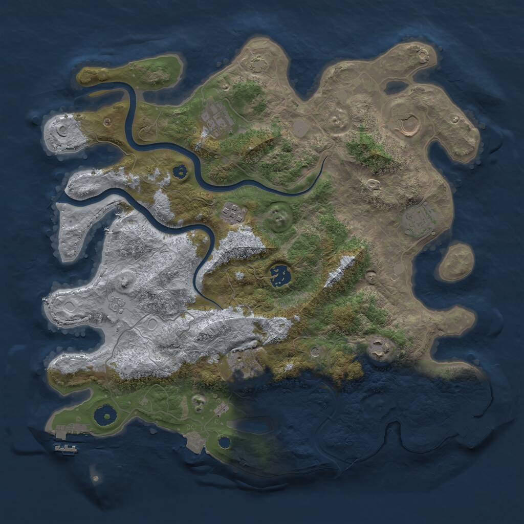 Rust Map: Procedural Map, Size: 3700, Seed: 2303900, 13 Monuments