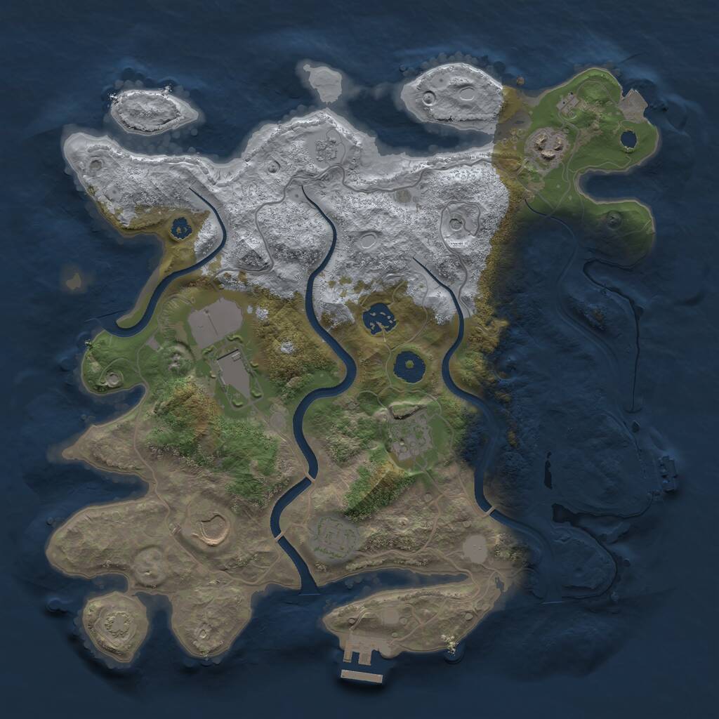 Rust Map: Procedural Map, Size: 3500, Seed: 3028014, 12 Monuments
