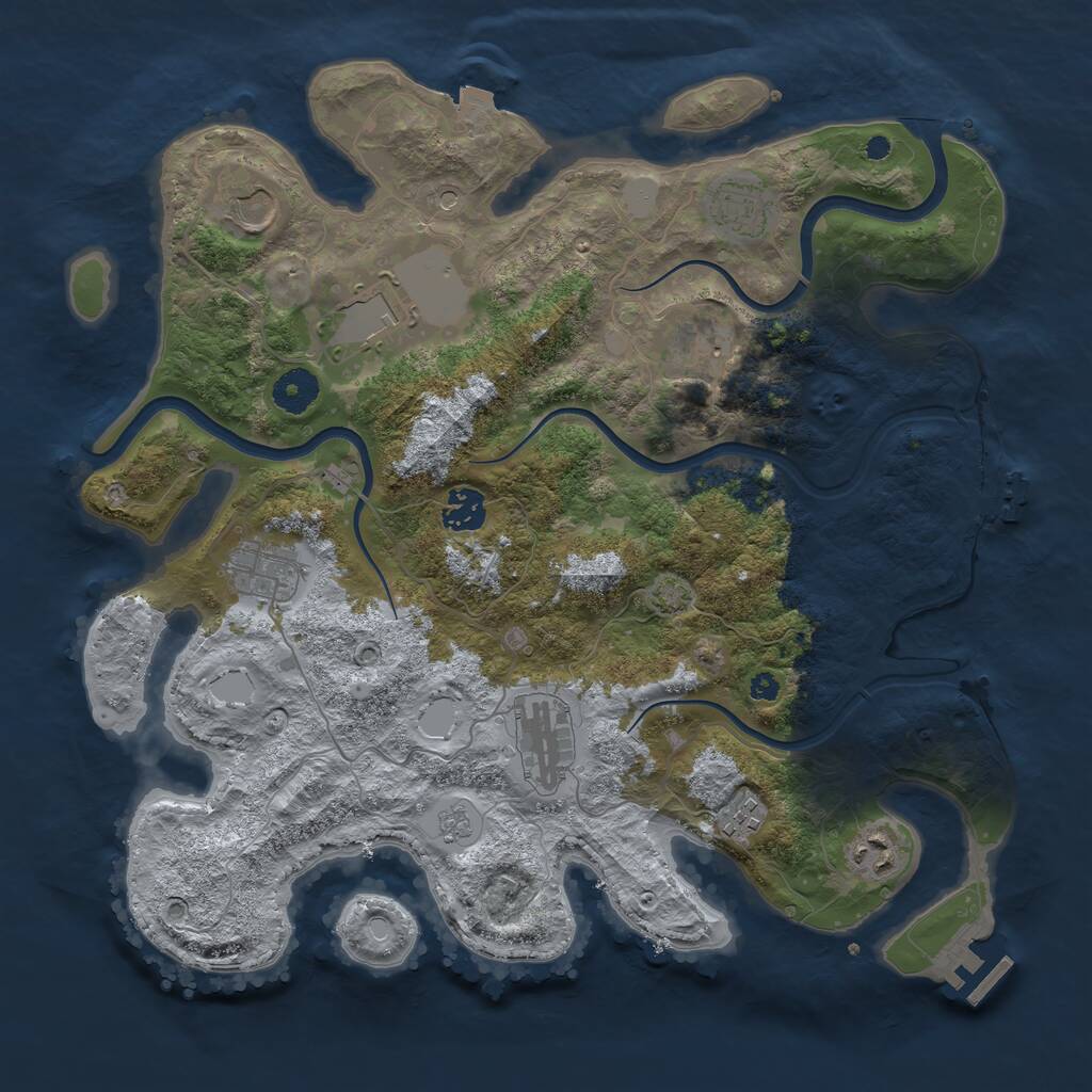 Rust Map: Procedural Map, Size: 3700, Seed: 673765180, 15 Monuments