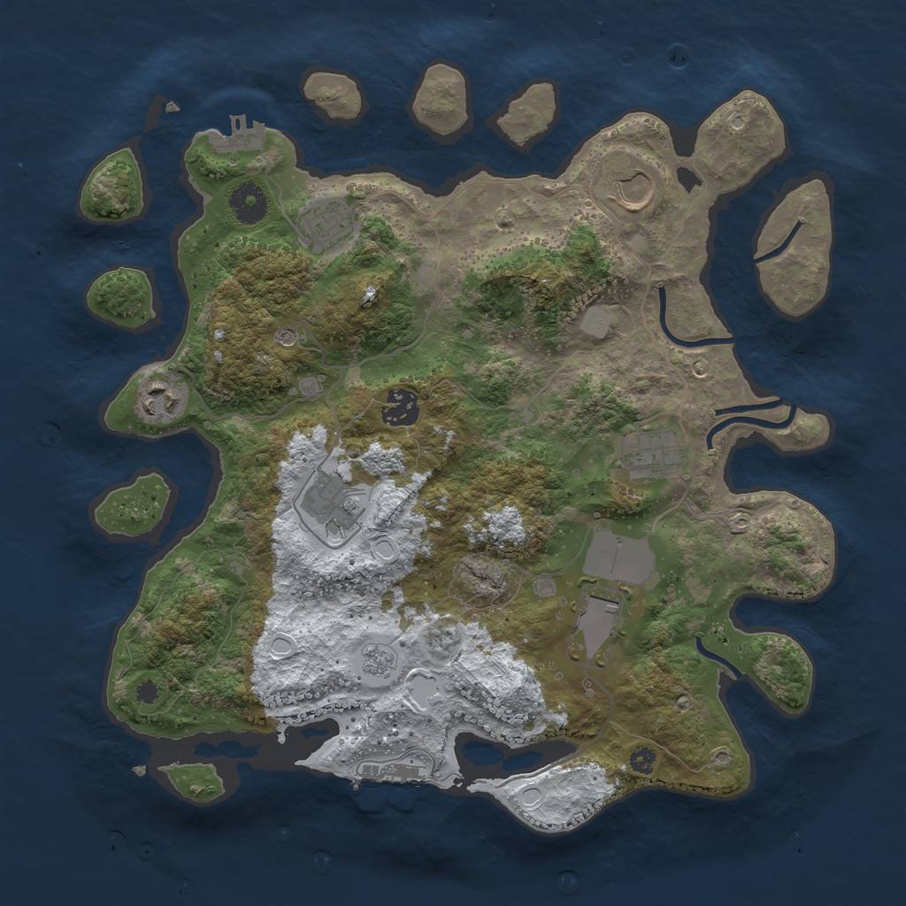 Rust Map: Procedural Map, Size: 3500, Seed: 768270523, 16 Monuments