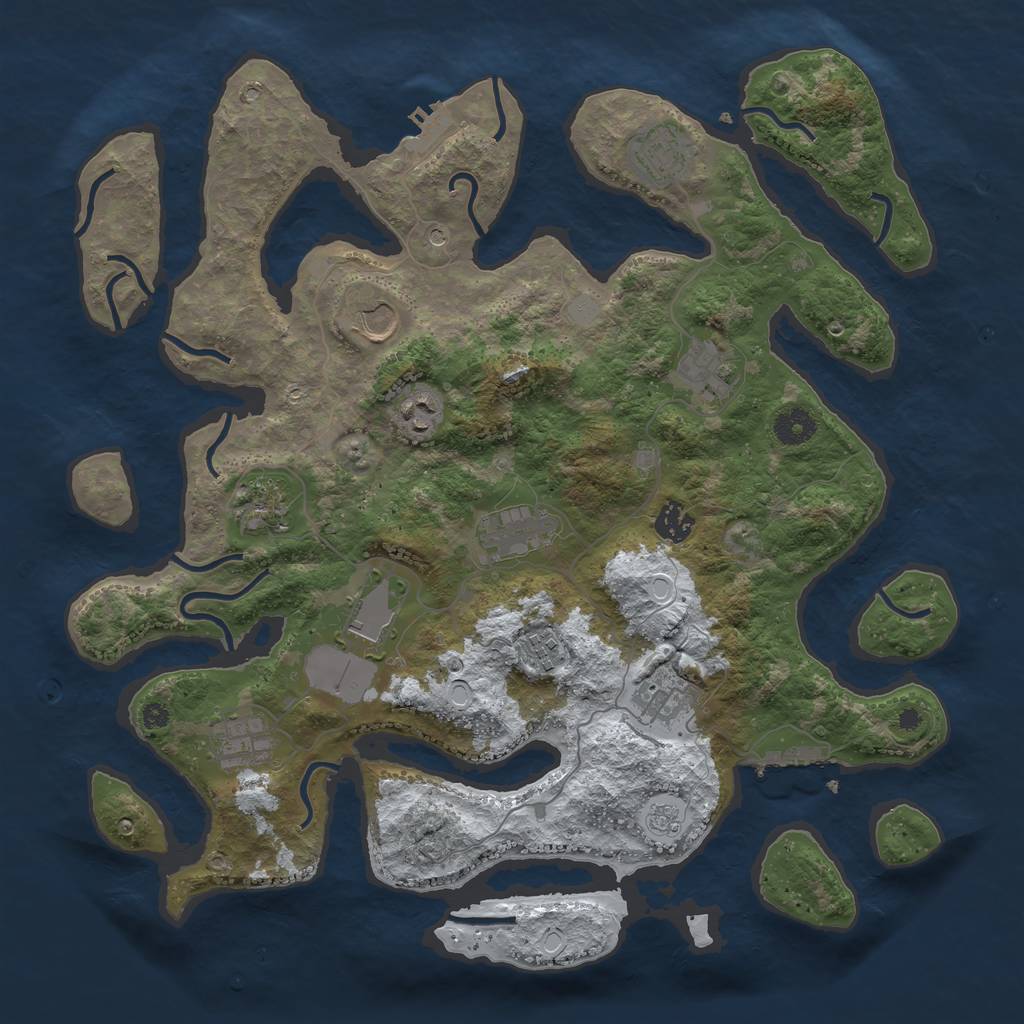 Rust Map: Procedural Map, Size: 3950, Seed: 1403736633, 20 Monuments