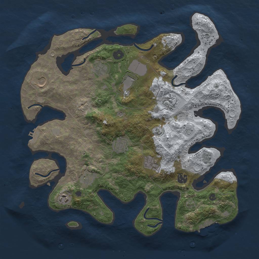 Rust Map: Procedural Map, Size: 3800, Seed: 1522695, 19 Monuments