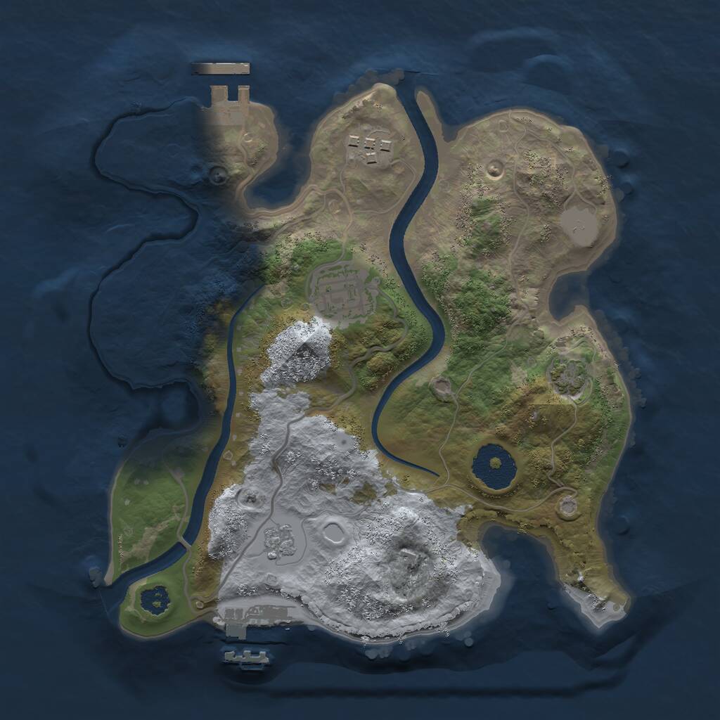 Rust Map: Procedural Map, Size: 2500, Seed: 1096941336, 7 Monuments