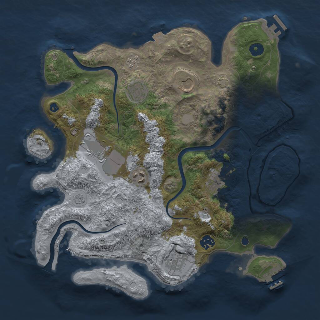 Rust Map: Procedural Map, Size: 3500, Seed: 19655537, 14 Monuments