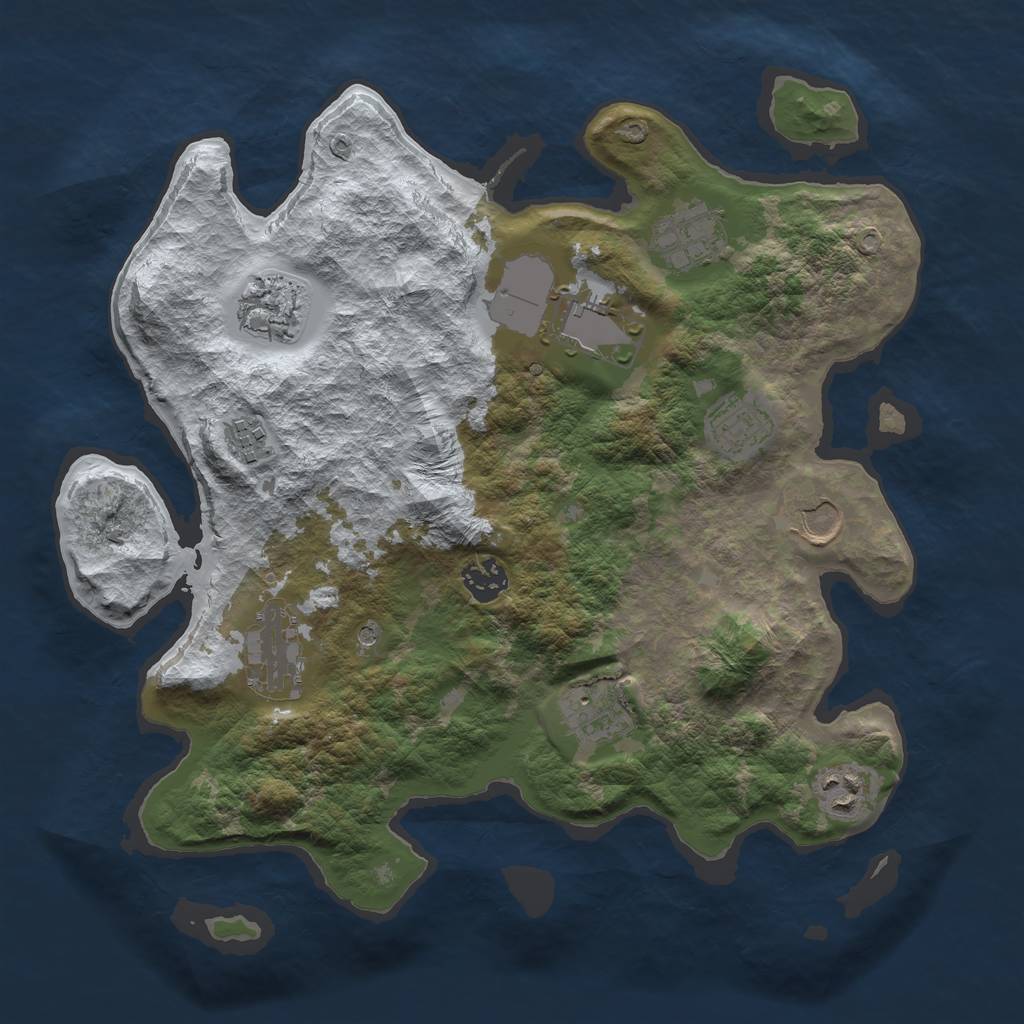 Rust Map: Barren, Size: 3500, Seed: 21, 13 Monuments