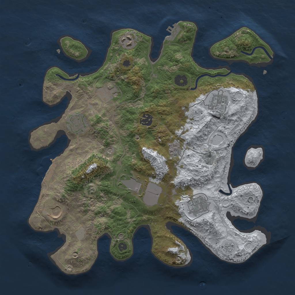 Rust Map: Procedural Map, Size: 3500, Seed: 5442740, 18 Monuments