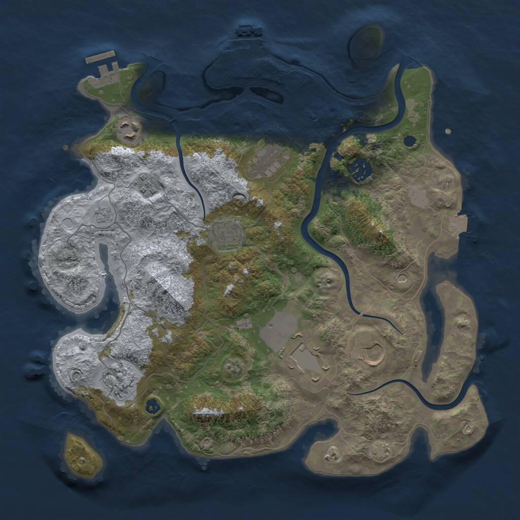 Rust Map: Procedural Map, Size: 3500, Seed: 4289836, 14 Monuments