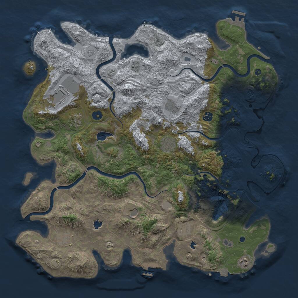 Rust Map: Procedural Map, Size: 4500, Seed: 818181, 16 Monuments