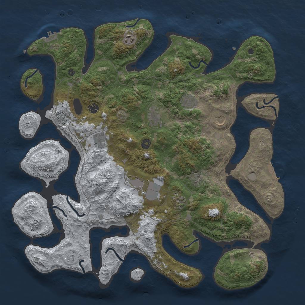 Rust Map: Procedural Map, Size: 4500, Seed: 34581547, 18 Monuments