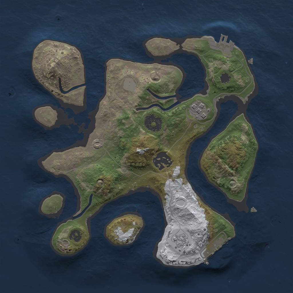 Rust Map: Procedural Map, Size: 2500, Seed: 666, 10 Monuments