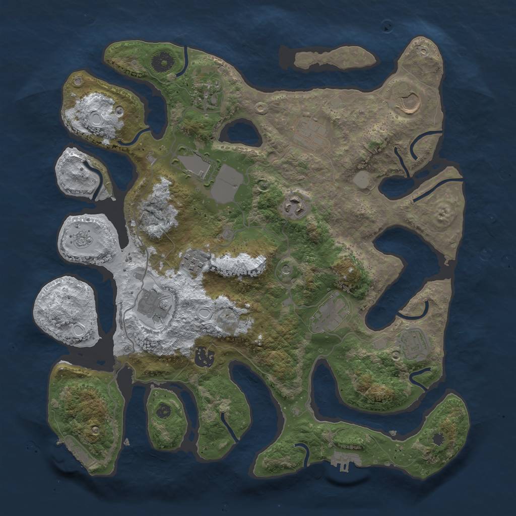Rust Map: Procedural Map, Size: 3700, Seed: 1956793451, 19 Monuments