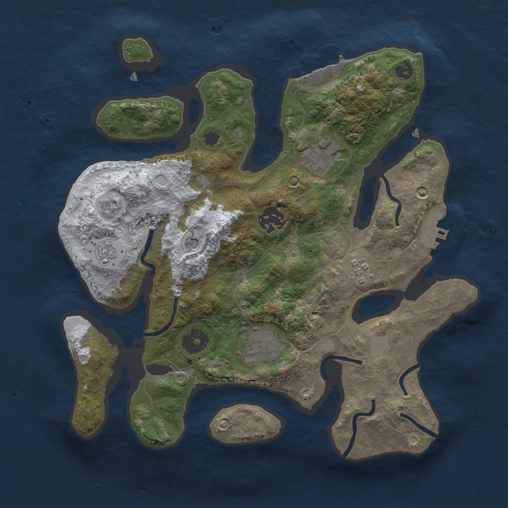 Rust Map: Procedural Map, Size: 3000, Seed: 43005, 13 Monuments