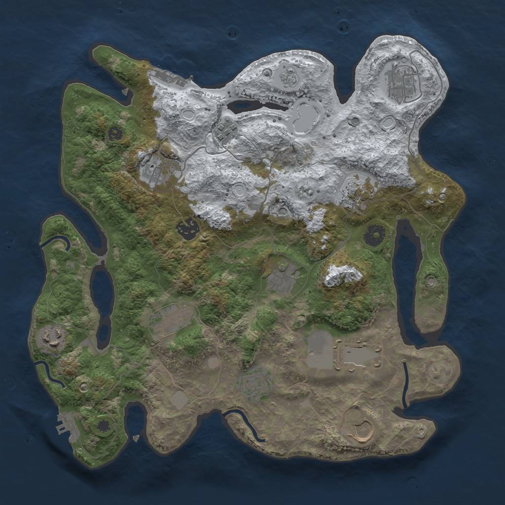 Rust Map: Procedural Map, Size: 3500, Seed: 1946819, 20 Monuments