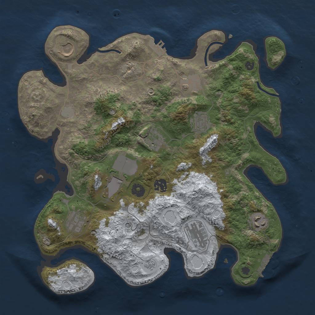 Rust Map: Procedural Map, Size: 3500, Seed: 5776165, 18 Monuments