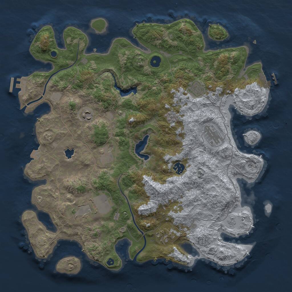 Rust Map: Procedural Map, Size: 4000, Seed: 712267, 14 Monuments