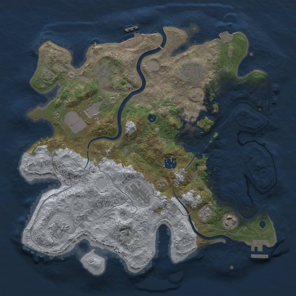 Rust Map: Procedural Map, Size: 3500, Seed: 6414923, 15 Monuments