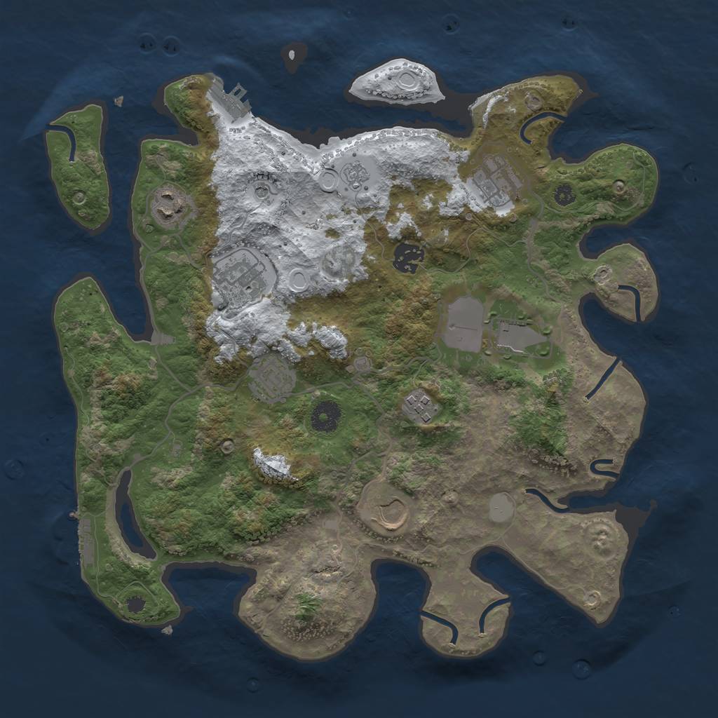 Rust Map: Procedural Map, Size: 3500, Seed: 4420765, 17 Monuments