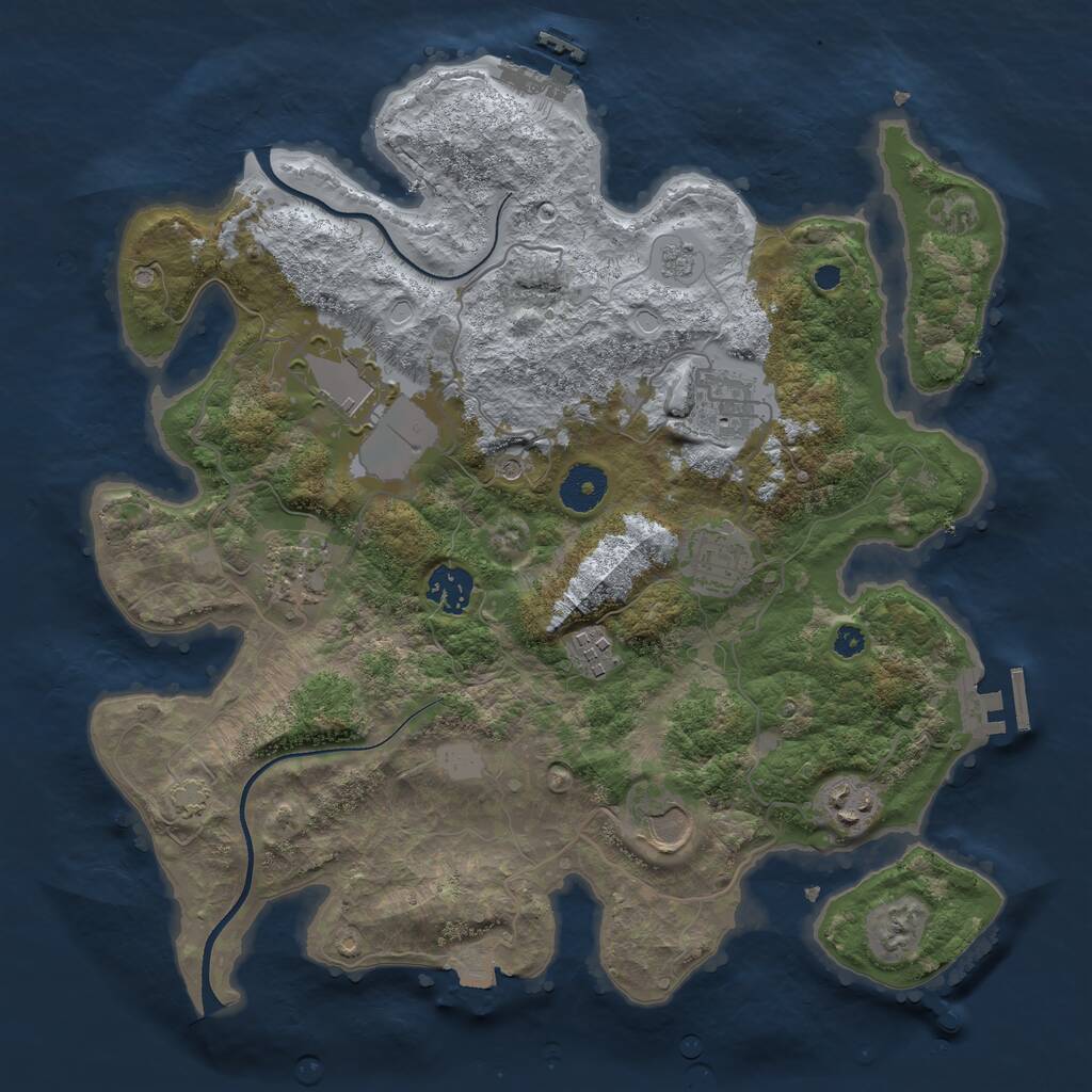 Rust Map: Procedural Map, Size: 3500, Seed: 106477357, 14 Monuments