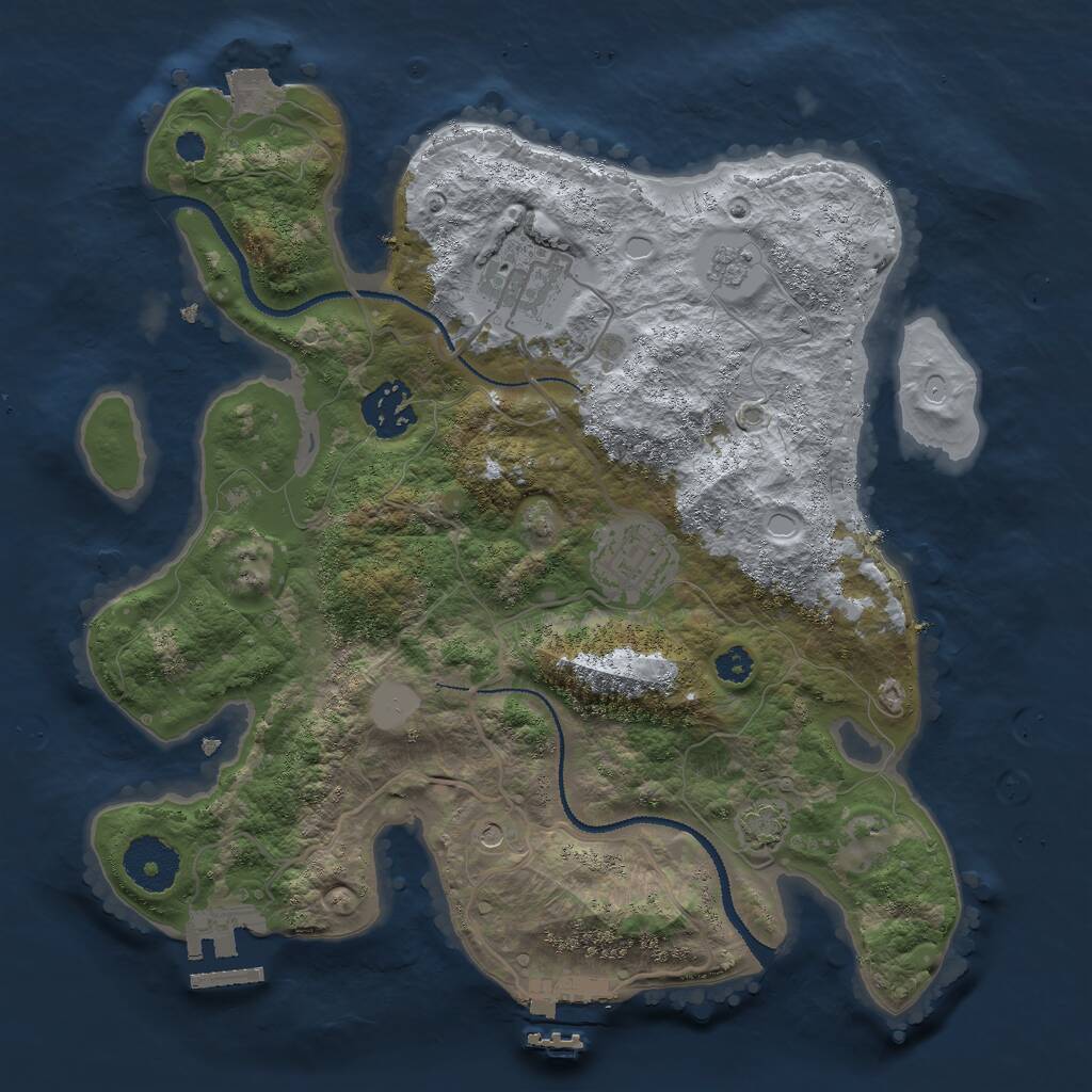 Rust Map: Procedural Map, Size: 3000, Seed: 2423841, 9 Monuments