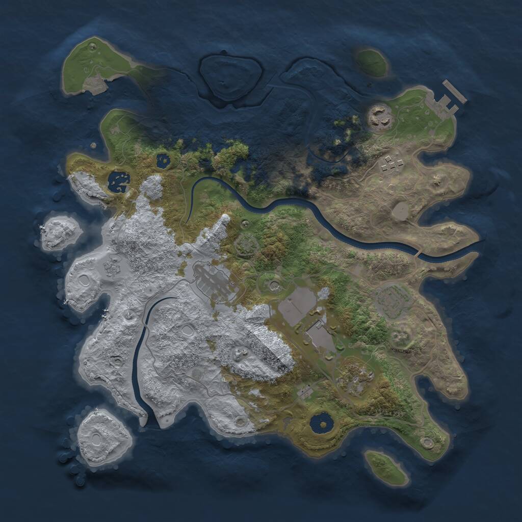 Rust Map: Procedural Map, Size: 3500, Seed: 1201502980, 12 Monuments