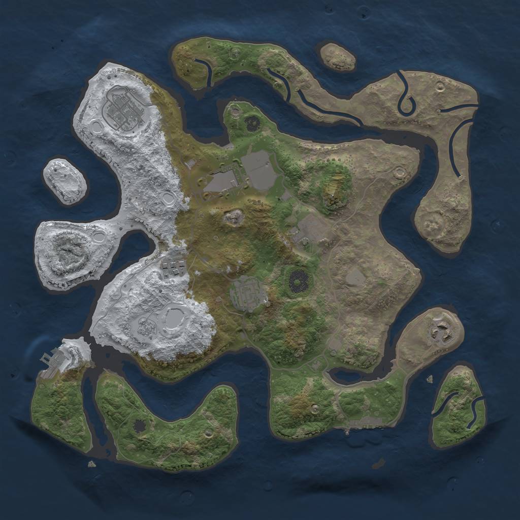 Rust Map: Procedural Map, Size: 3500, Seed: 6233129, 14 Monuments