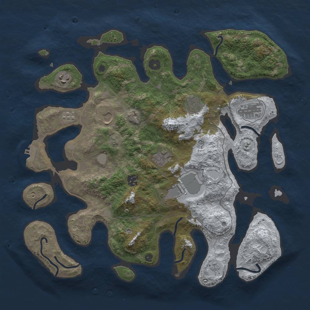 Rust Map: Procedural Map, Size: 4000, Seed: 113, 16 Monuments