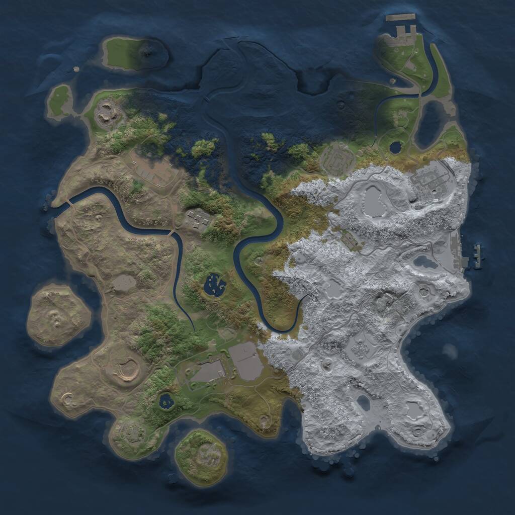 Rust Map: Procedural Map, Size: 3500, Seed: 5434834, 14 Monuments