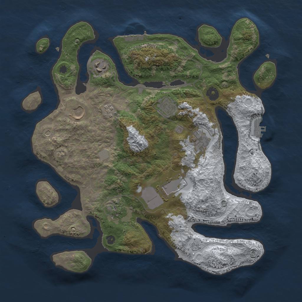 Rust Map: Procedural Map, Size: 3500, Seed: 2202050, 16 Monuments
