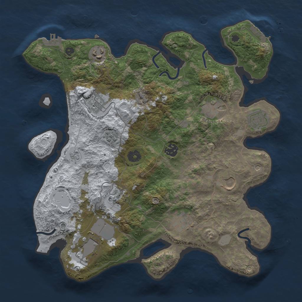 Rust Map: Procedural Map, Size: 3500, Seed: 929015986, 19 Monuments