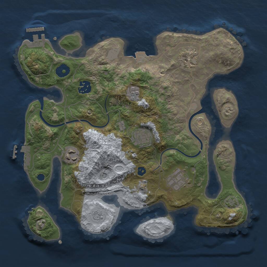 Rust Map: Procedural Map, Size: 3000, Seed: 2438136, 12 Monuments