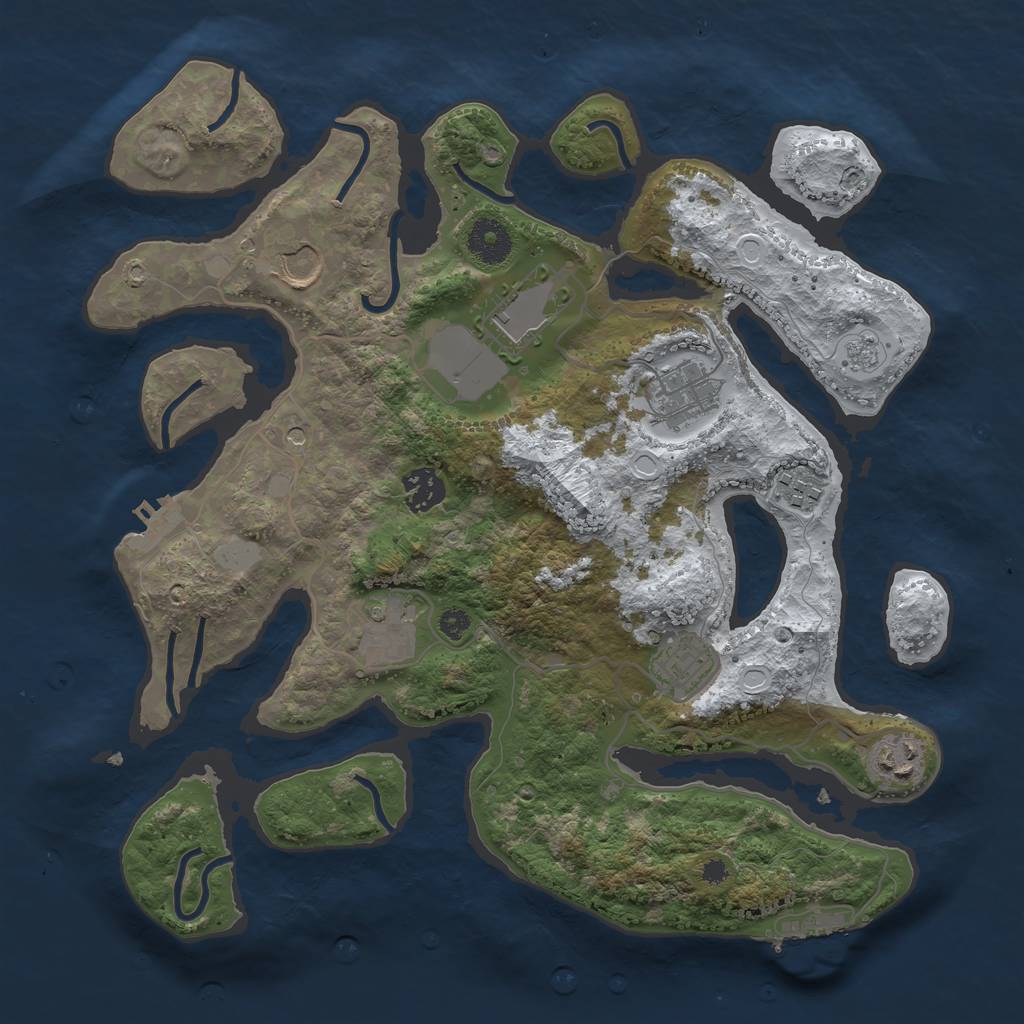 Rust Map: Procedural Map, Size: 3500, Seed: 4639868, 17 Monuments